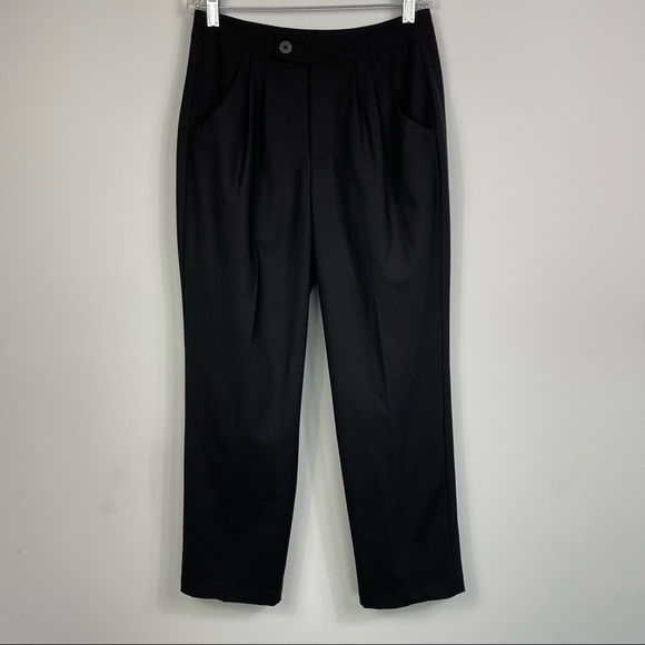 Universal Standard Wool Cropped Trousers High Waisted Pleated Front Pants 4XS 0 - Picture 2 of 16